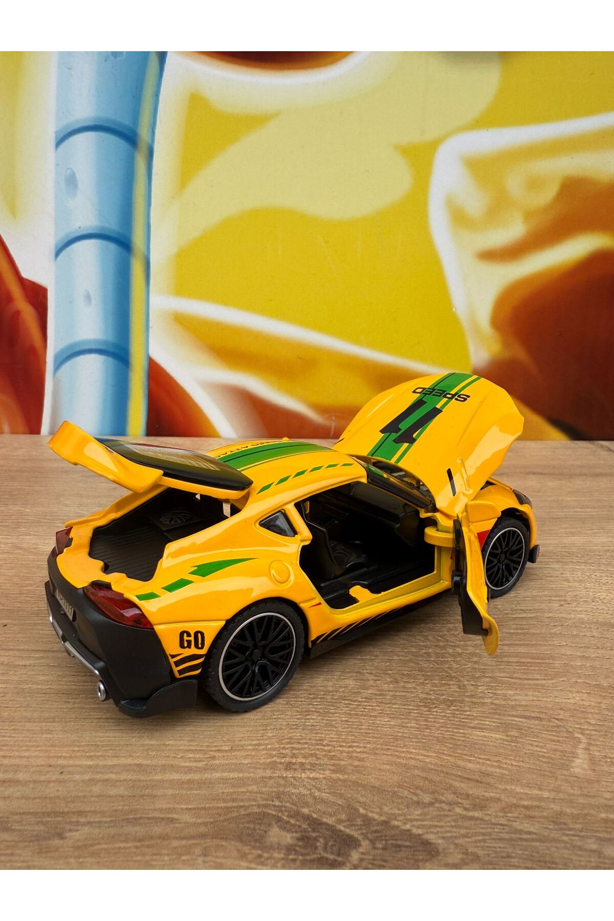 scntoys Metal Oyuncak Araba Toyota Supra Çek Bırak Model Araba Diecast Araba Sarı Toyota Supra fotoğrafı 7 (önizleme)