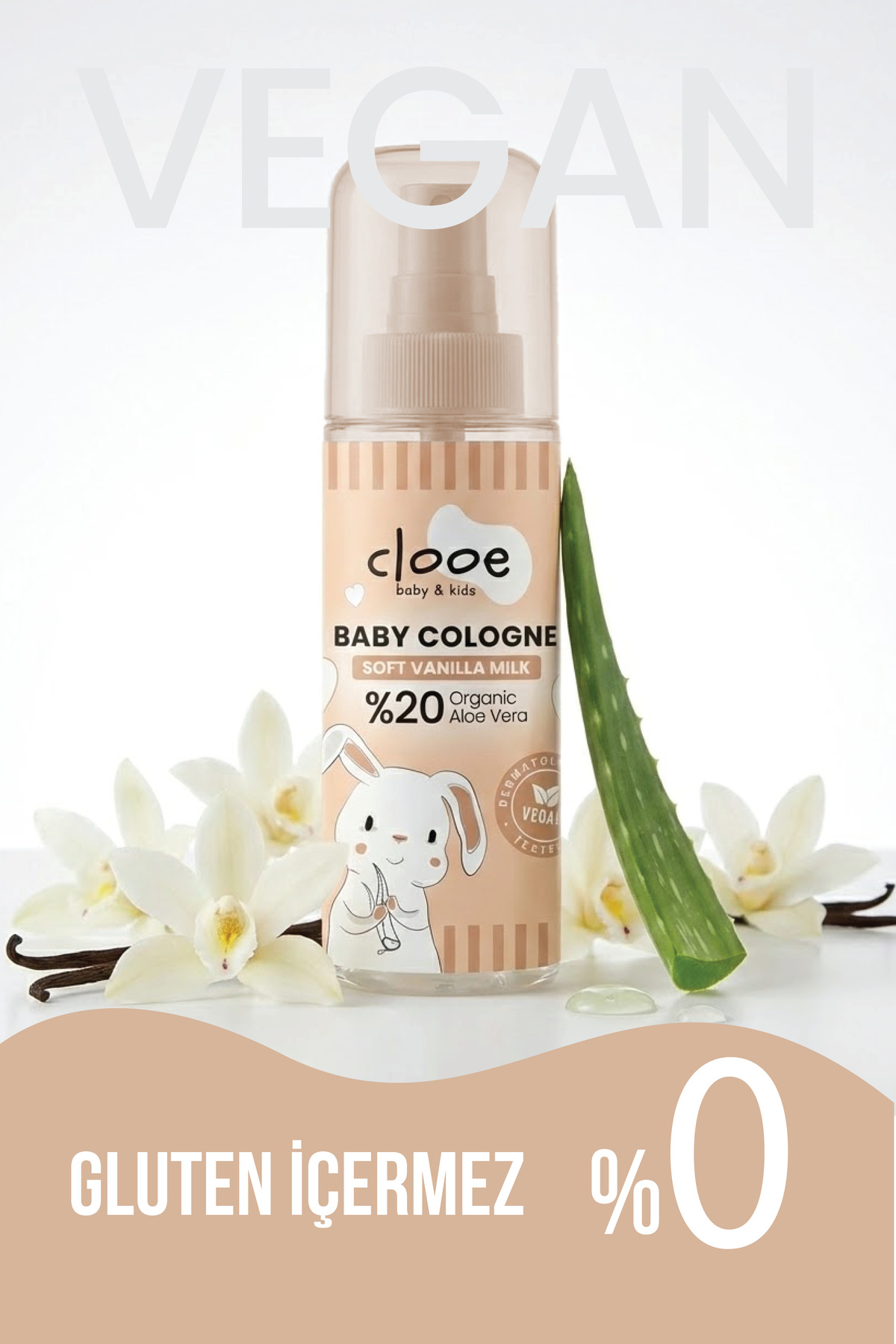 3'lü Bebek Kolonyası Soft Vanilla Milk 150 ml - Vanilya ve Süt Notalı - Organik Aloe Vera Özlü - Vegan - Hızlı Kuruyan — PKA034 — تصویر 2 از 4