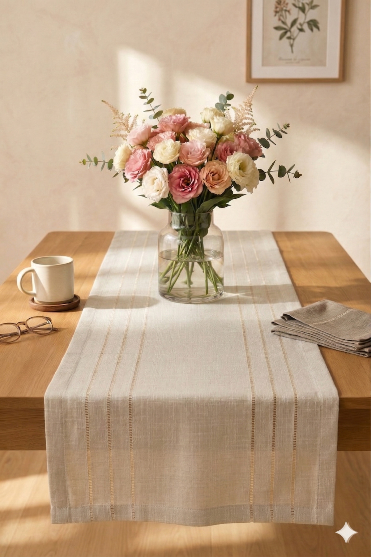 Miabella Home Stolnjak Stolni raner 35x145 cm Dnevna soba Stolni raner Lan Po...