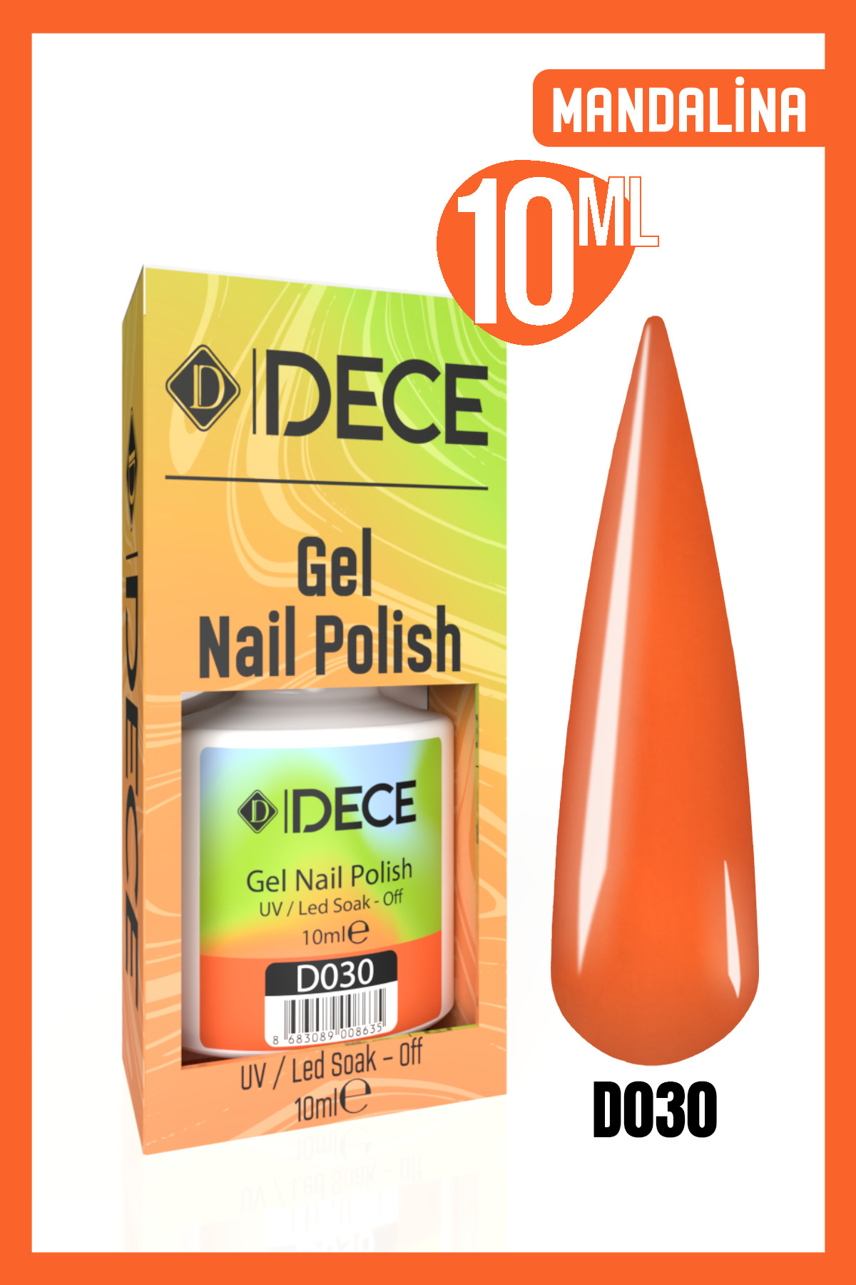 Kalıcı Oje Uv Led D030 (TURUNCU SERİSİ) 10ml — نارنجی 8683089008345004