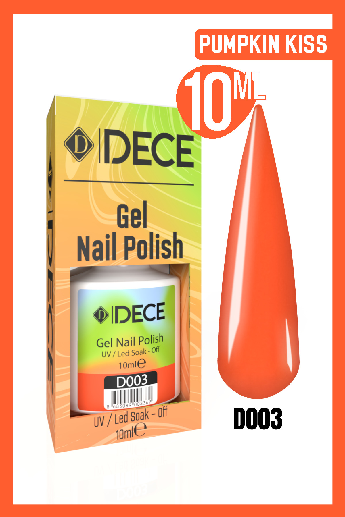 Kalıcı Oje Uv Led D003 (TURUNCU SERİSİ) 10ml — نارنجی 8683089008345004