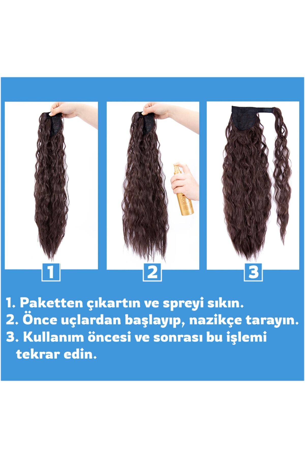 Kahverengi Platin Ombreli Dolamalı Düz At Kuyruğu Renk No:60af8b — remyhair0312-60AF8B — تصویر 4 از 4