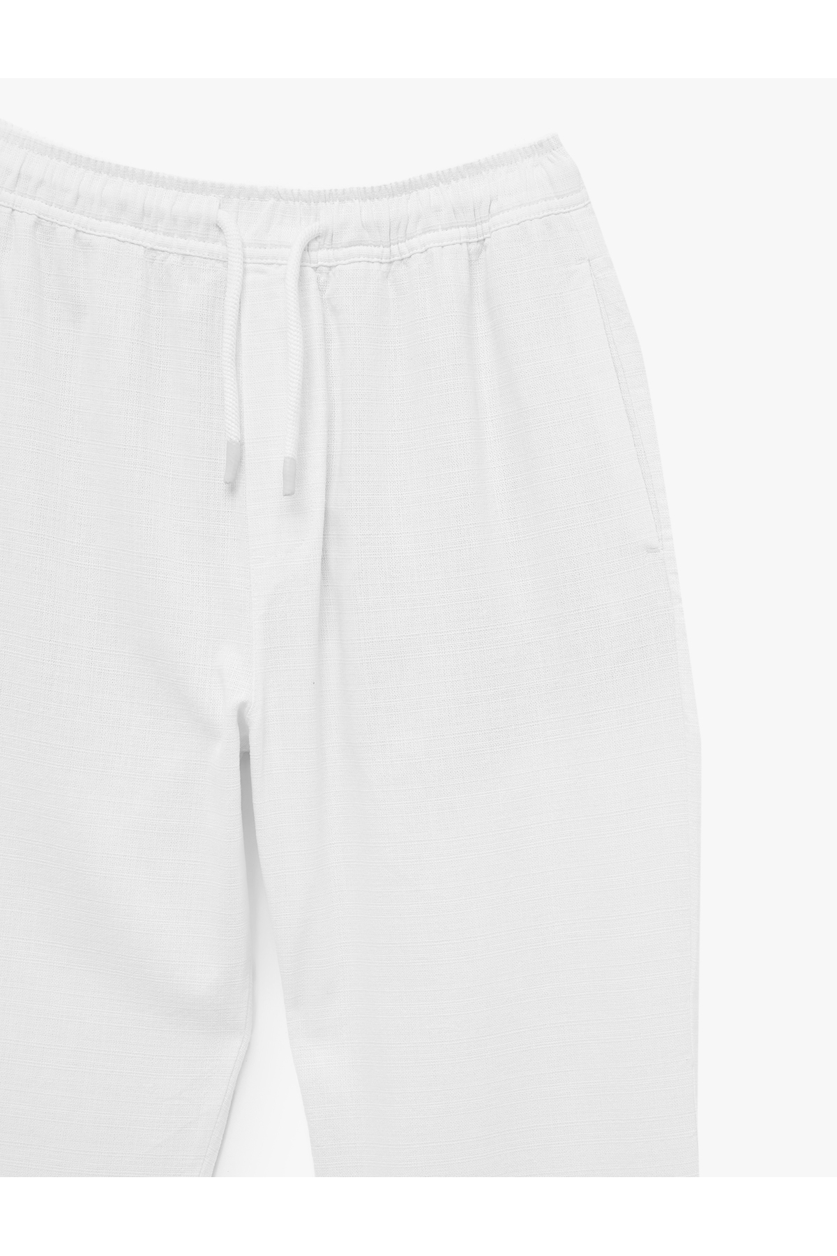 Straight Fit Cepli Pamuklu Beli Bağcıklı Pantolon — سفید 6SAM40052HW — تصویر 4 از 4