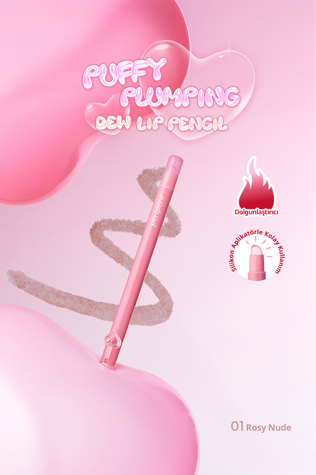 PERIPERA Dolgunlaştırıcı Dudak Kalemi Puffy Plumping Dew Lip Pencil (01 Rosy Nude) - Fiyatı, Yorumları