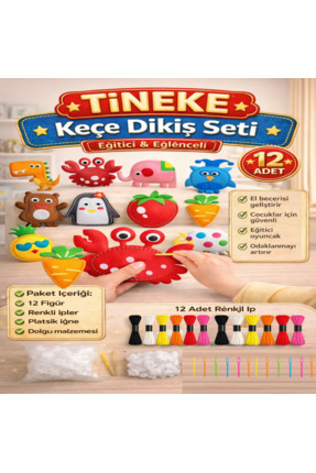 TİNEKE 12 Adet Çocuklar Için Kendin Yap Montessori Keçe Dikiş El Sanatları Se...