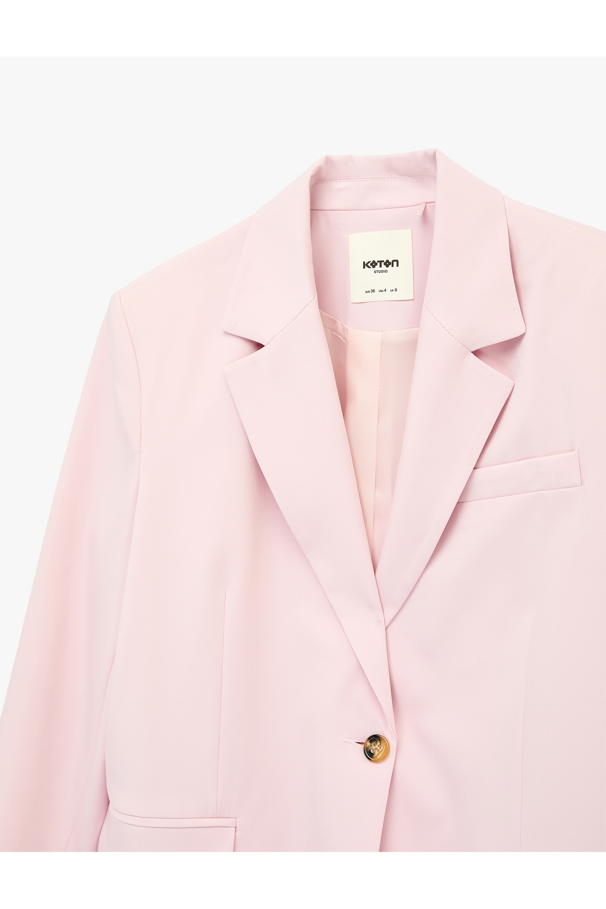 Koton  Düğmeli Geniş Yaka Cep Detaylı Blazer Ceket - Görsel 5