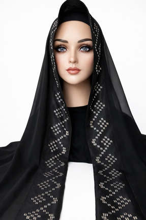 Ceylan Tel Kırma El İşlemeli Siyah Şifon Mevlüt Örtüsü – Lüks ve Özel Tasarım...