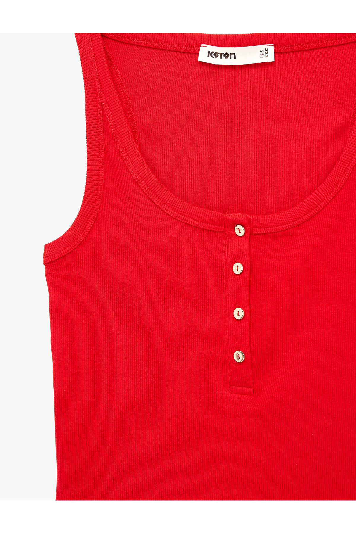 Koton Pamuklu Slim Fit Süs Düğmeli U Yaka Fitilli Atlet görsel 5