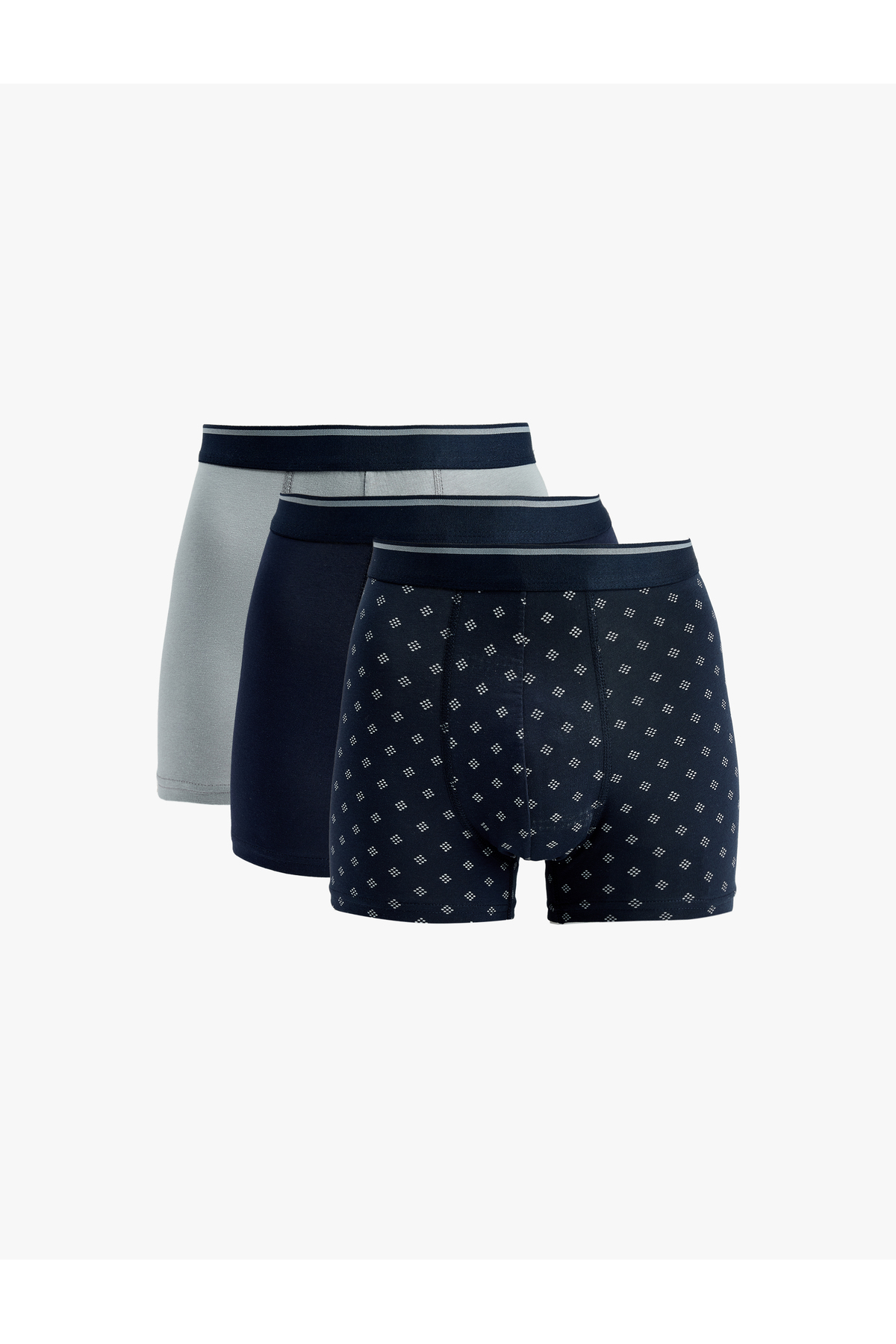 Regular Fit Geometrik Baskılı Pamuklu 3'lü Boxer Seti