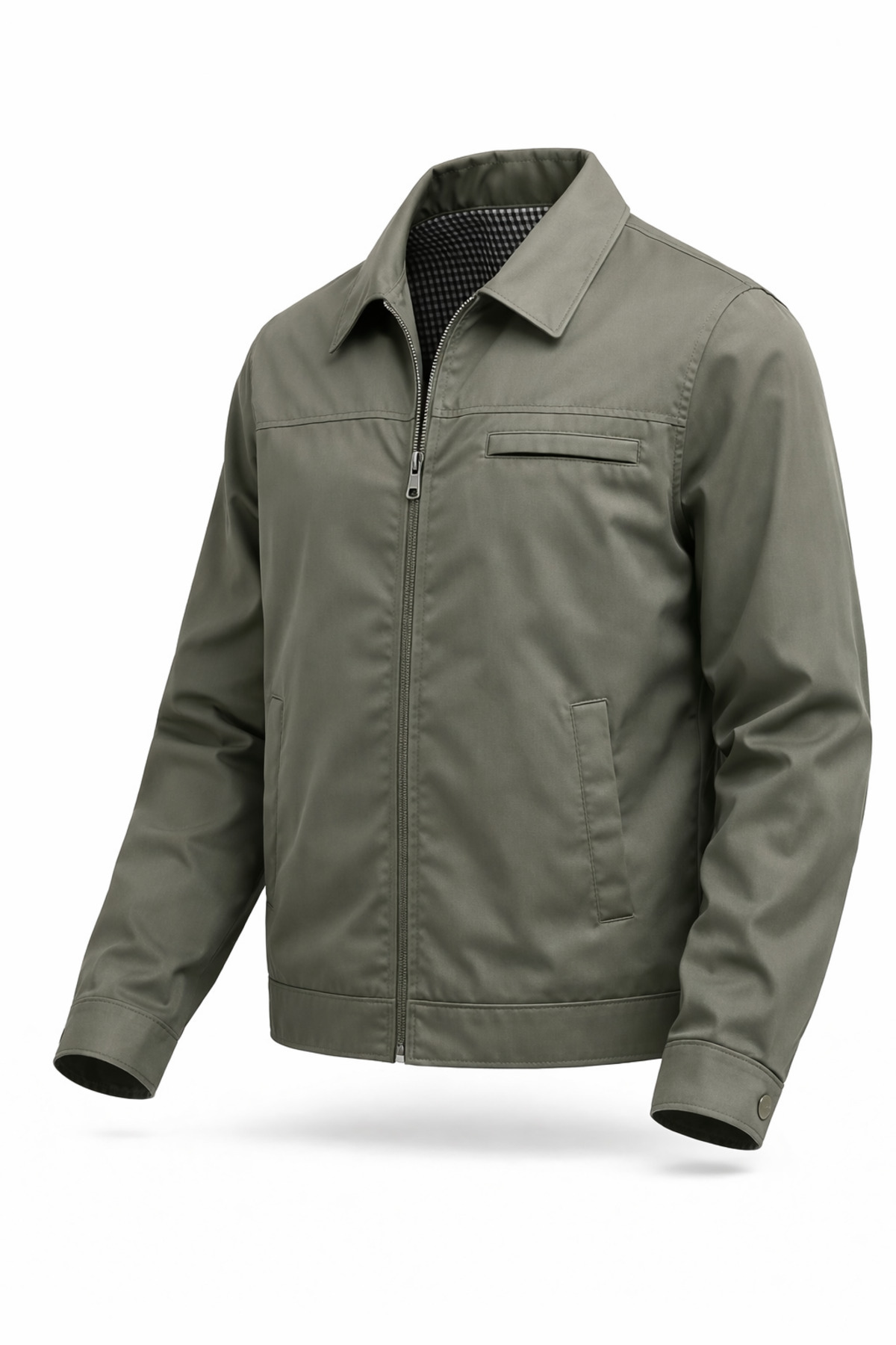 REGOS  Erkek Haki Regular Bonded Kumaş Klasik Yaka Mevsimlik&Yazlık Mont - Görsel 5