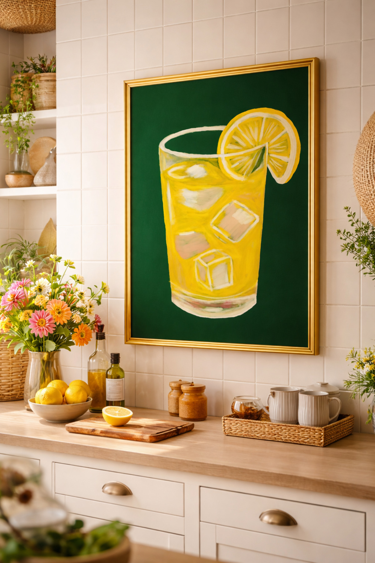 Limonata Tablo Modern Mutfak Poster Yaz Temalı İçecek Duvar Dekoru Çerçevesiz