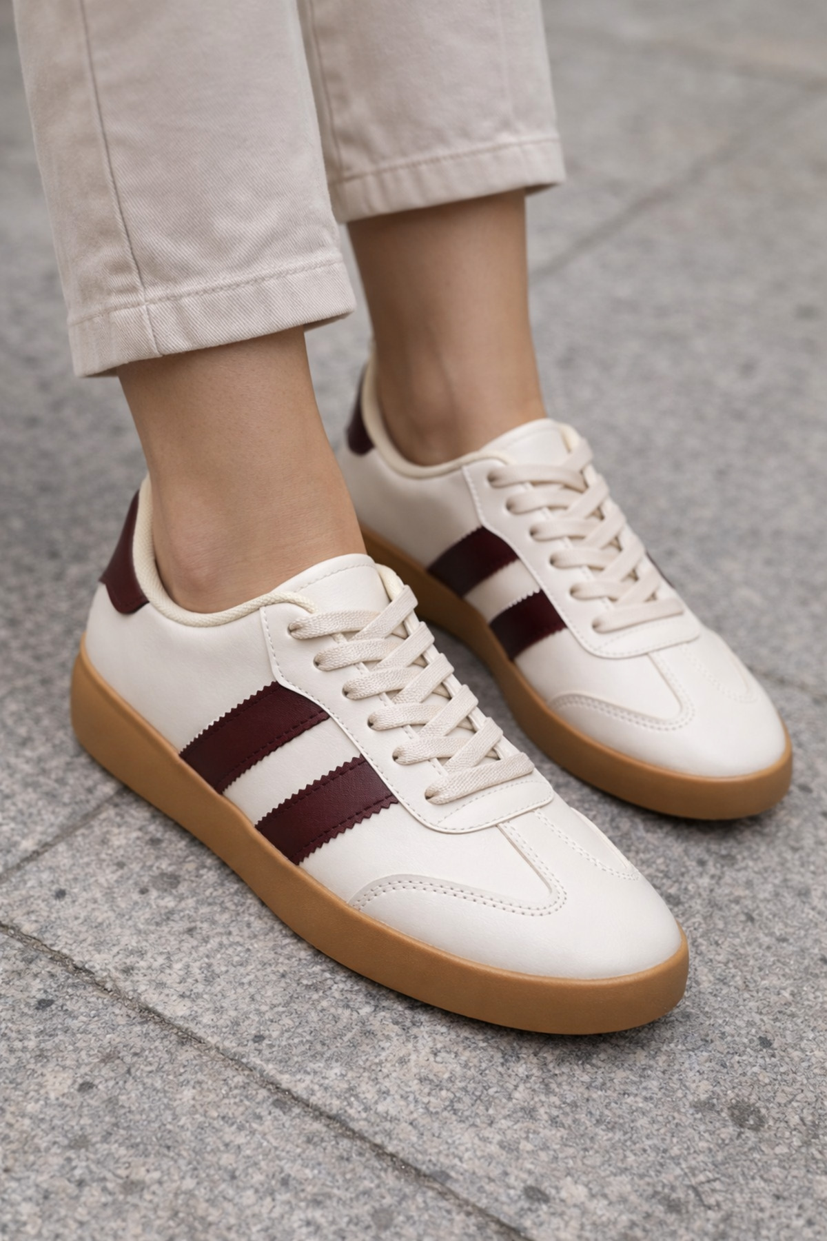 Anatomik Rahat Taban Günlük Sneaker Spor Ayakkabı Bej — بژ TYCA9B53D77AE2A800 — تصویر 2 از 4