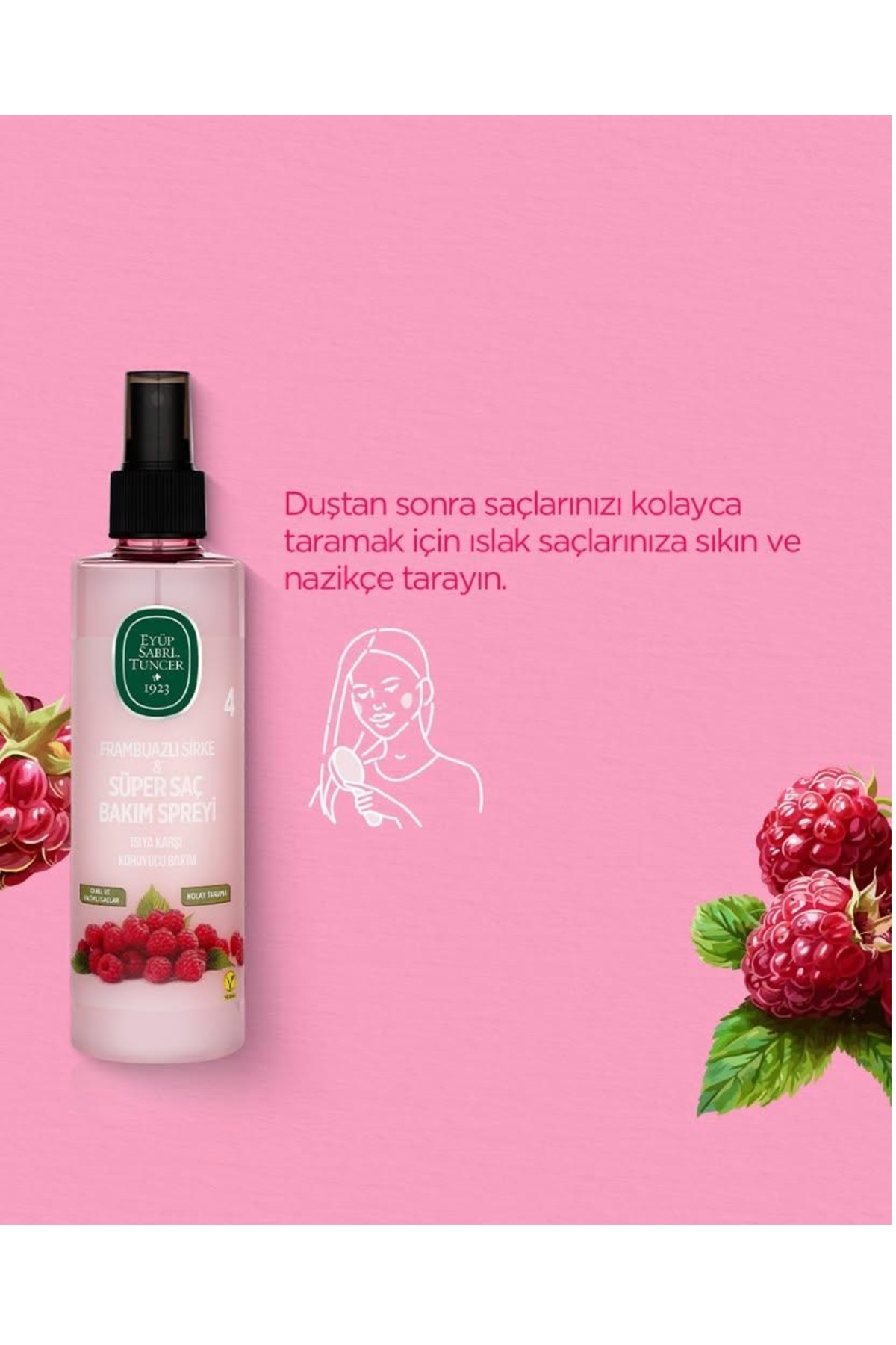 FRAMBUAZLI SÜPER 4'LÜ SAÇ BAKIM, 2 ADET TONİK, SPREY VE MASKE,H-PRO HİJYEN — hpro-estseries0567 — تصویر 5 از 5