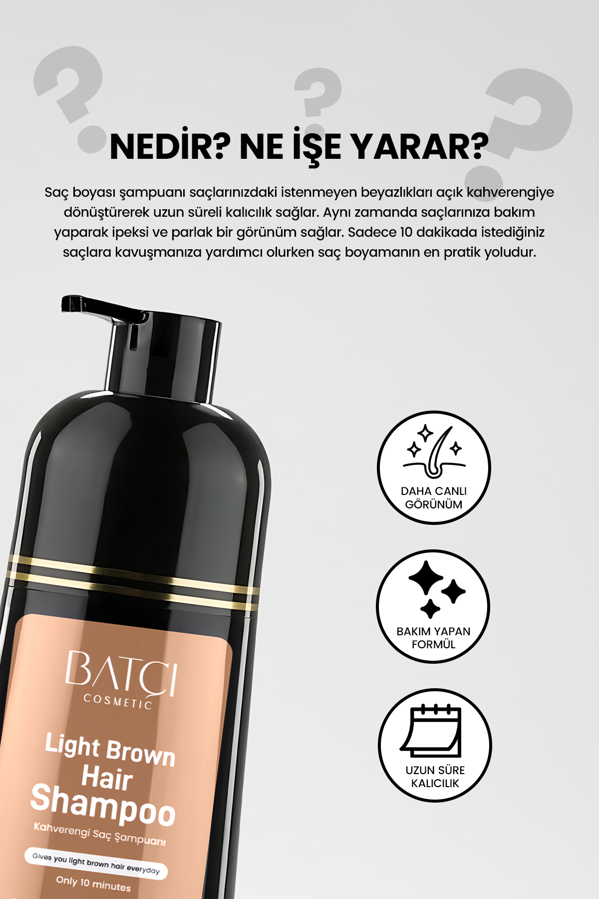 Beyaz Saçlar İçin Açık Kahve Anında Etkili Saç Boyası Şampuan 350 Ml — 8684808759357 — تصویر 4 از 7