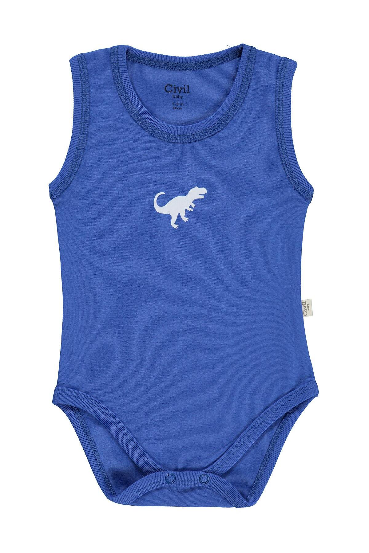 Civil Baby Dinazor Baskılı 3 Lü 0-36 Ay Çıtçıtlı Badi - Kırmızı fotoğrafı 5 (önizleme)