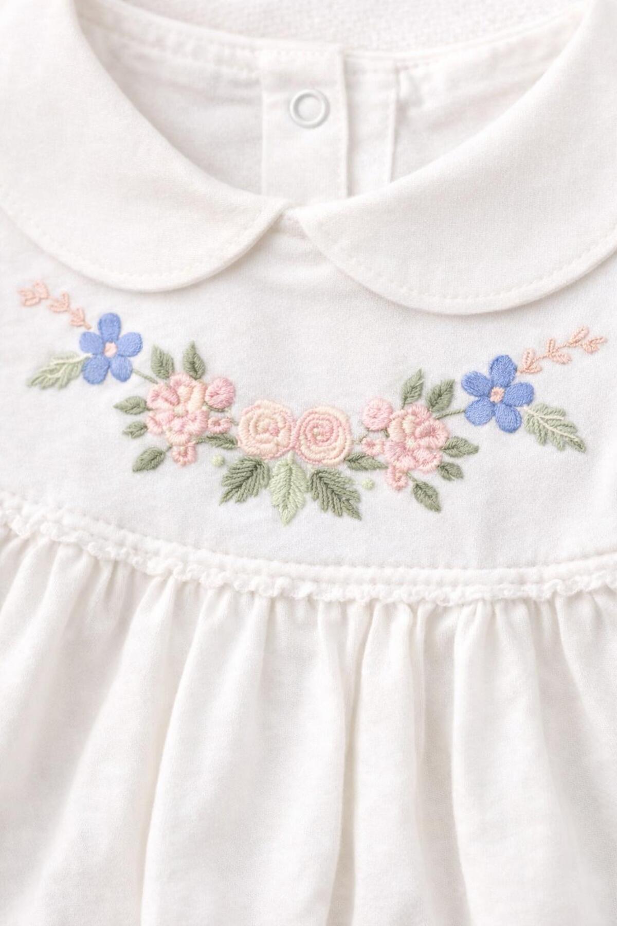 BYS BABY FASHION Mevsimlik Pamuklu Yenidoğan Kız Bebek Hastane Çıkış Zıbın Seti 5'li Kutulu / 0-3 Ay Çiçek Nakışlı fotoğrafı 4 (önizleme)