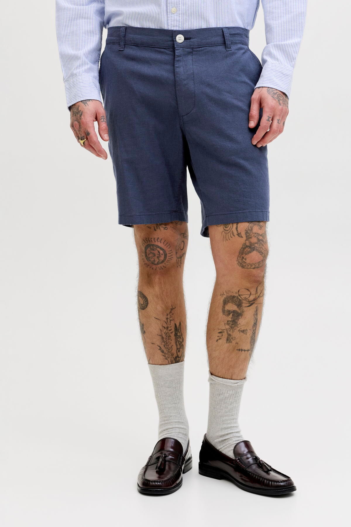 شلوارک مردانه جیب‌دار چینو از جنس کتان - Dave جک اند جونز شلوارک برمودا Jack & Jones