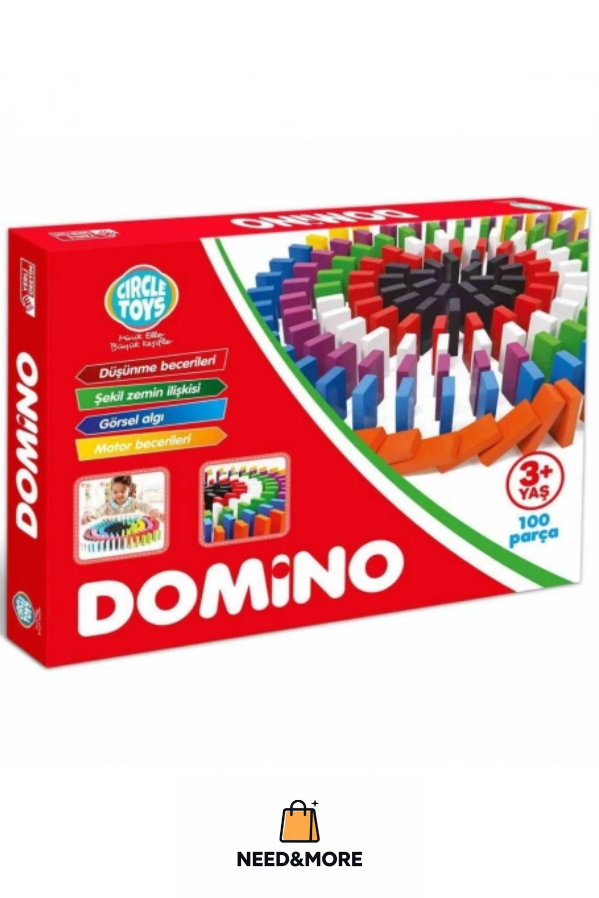 NEED&MORE #Zeka Geliştirici Eğitici El Göz Koordinasyonu Domino 100 Taş fotoğrafı 2 (önizleme)