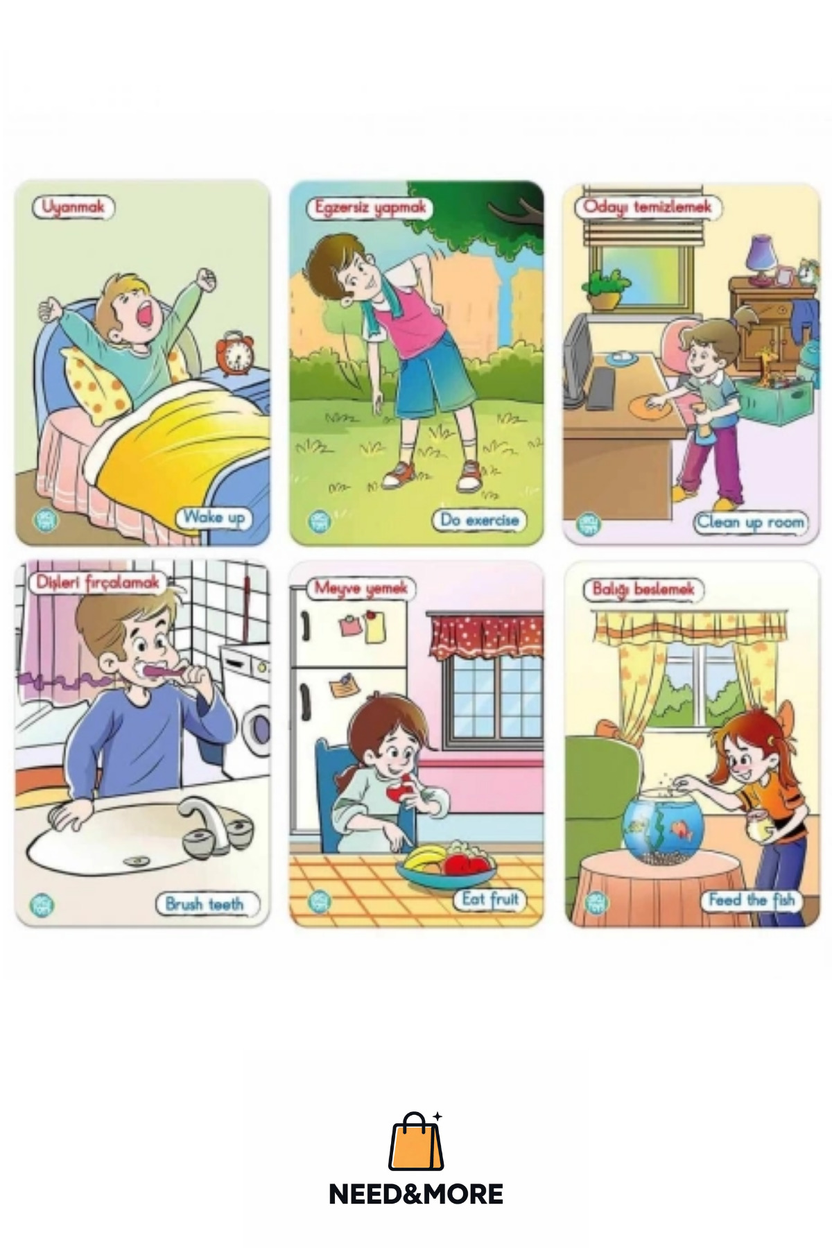 NEED&MORE #Zeka Geliştirici Eğitici Kişisel Gelişim Çocuk Bir Günüm Eylem Resimli Aktivite Kartları fotoğrafı 3 (önizleme)