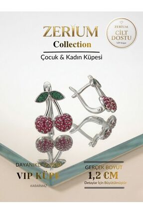 ZERİUM Çocuk ve Kadın VIP Çelik Küpe Zarif Hafif Kiraz Serisi