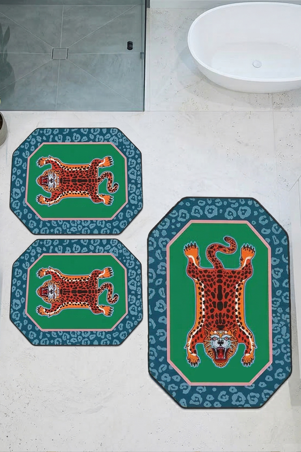 Togs 3-Piece Set Bath Mat,Non-Slip Base,Washable 60x100 50x60 50x60 cm