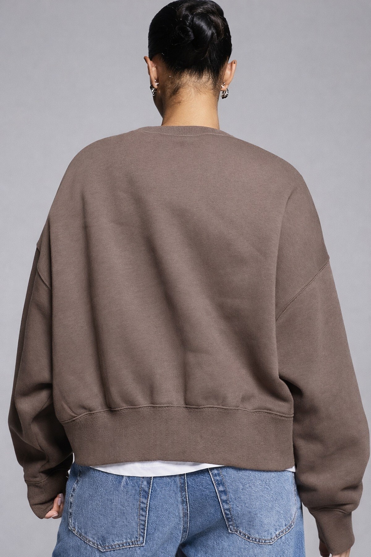 Nike Sportswear Essential Collection Fleece Oversized Kadın Sweatshirt Kahverengi görsel 2