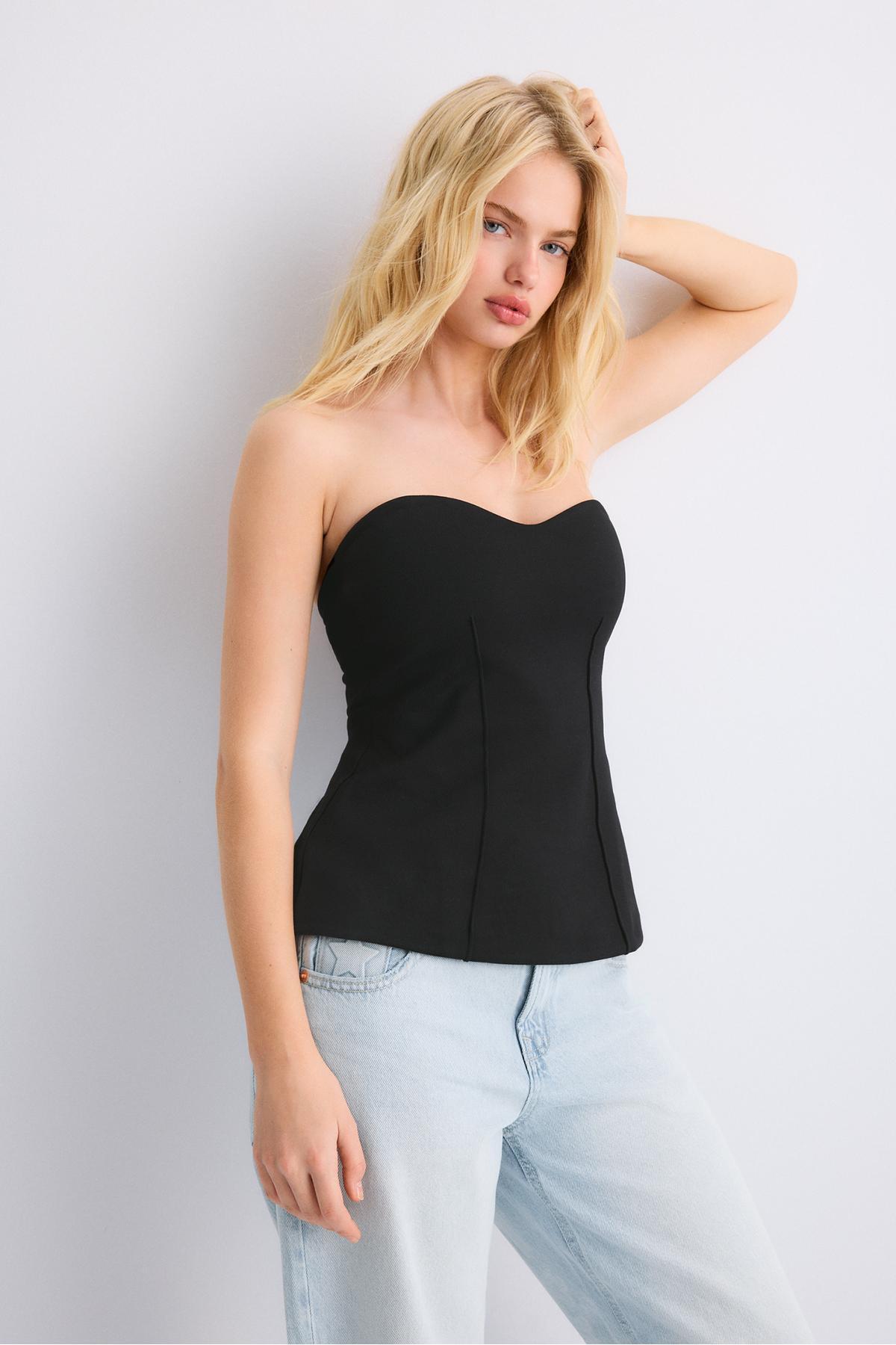 Stradivarius  Kalp yaka bandeau - Görsel 3