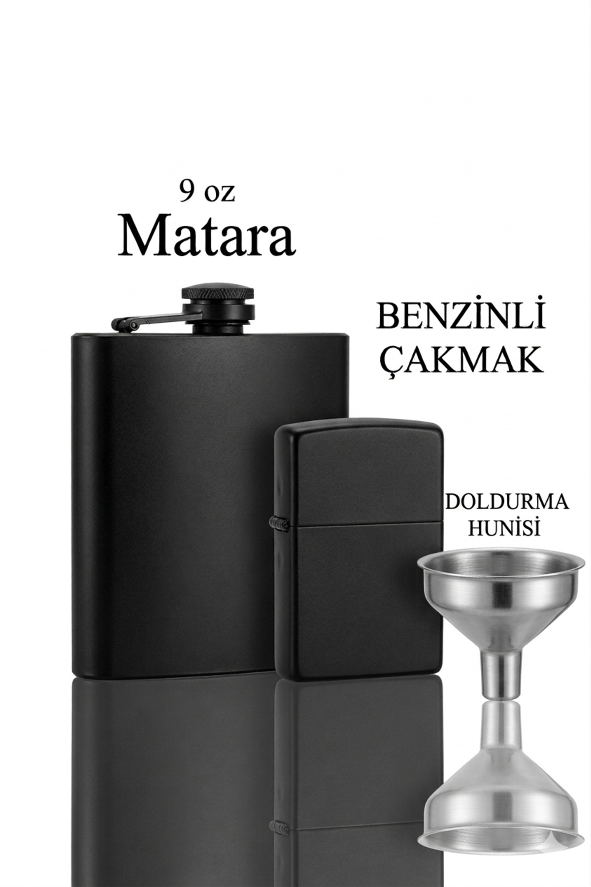 Gezginimport 9 oz Çelik Matara & Benzinli Çakmak & huni Hediye