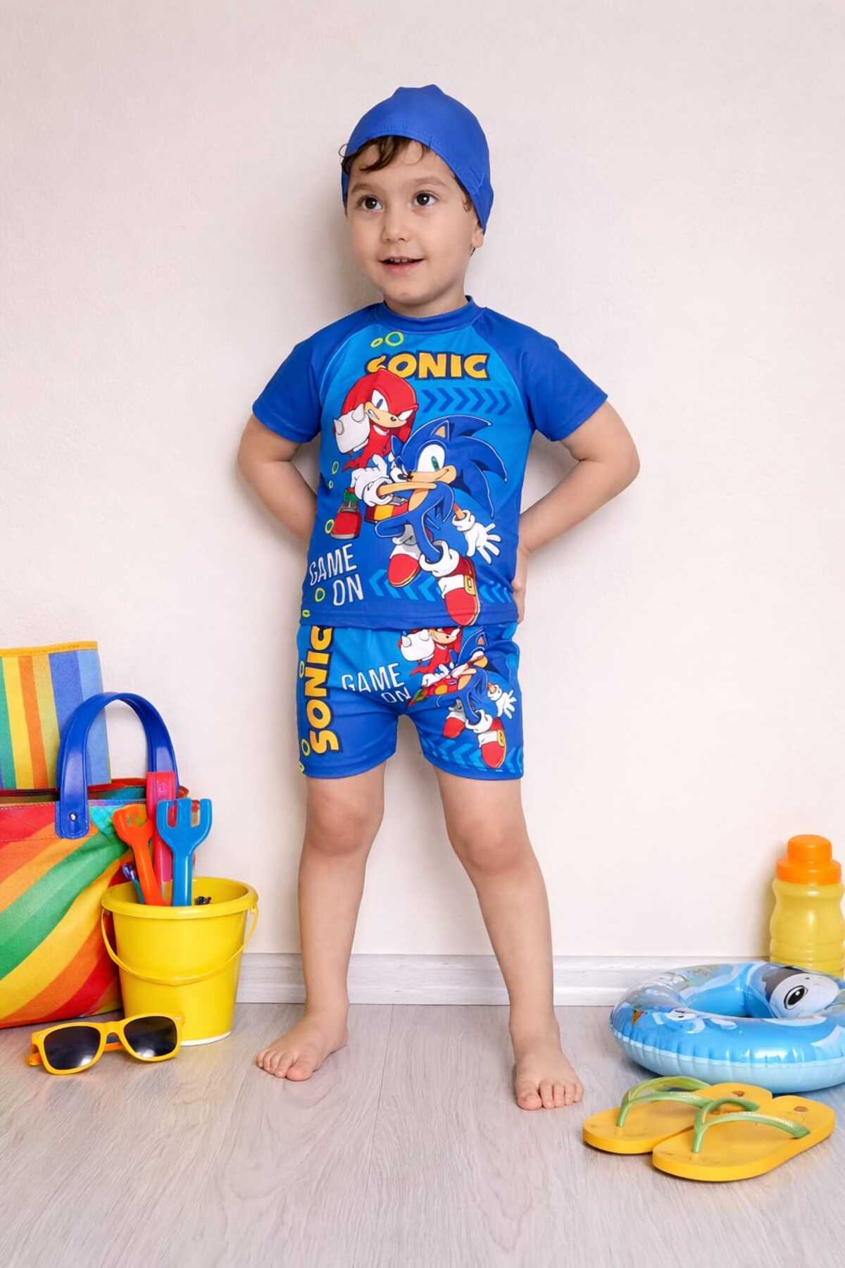 Belya Kids Wear Erkek Çocuk Sevimli Karakterler 32 Boneli Şortlu Mayo fotoğrafı 2 (önizleme)
