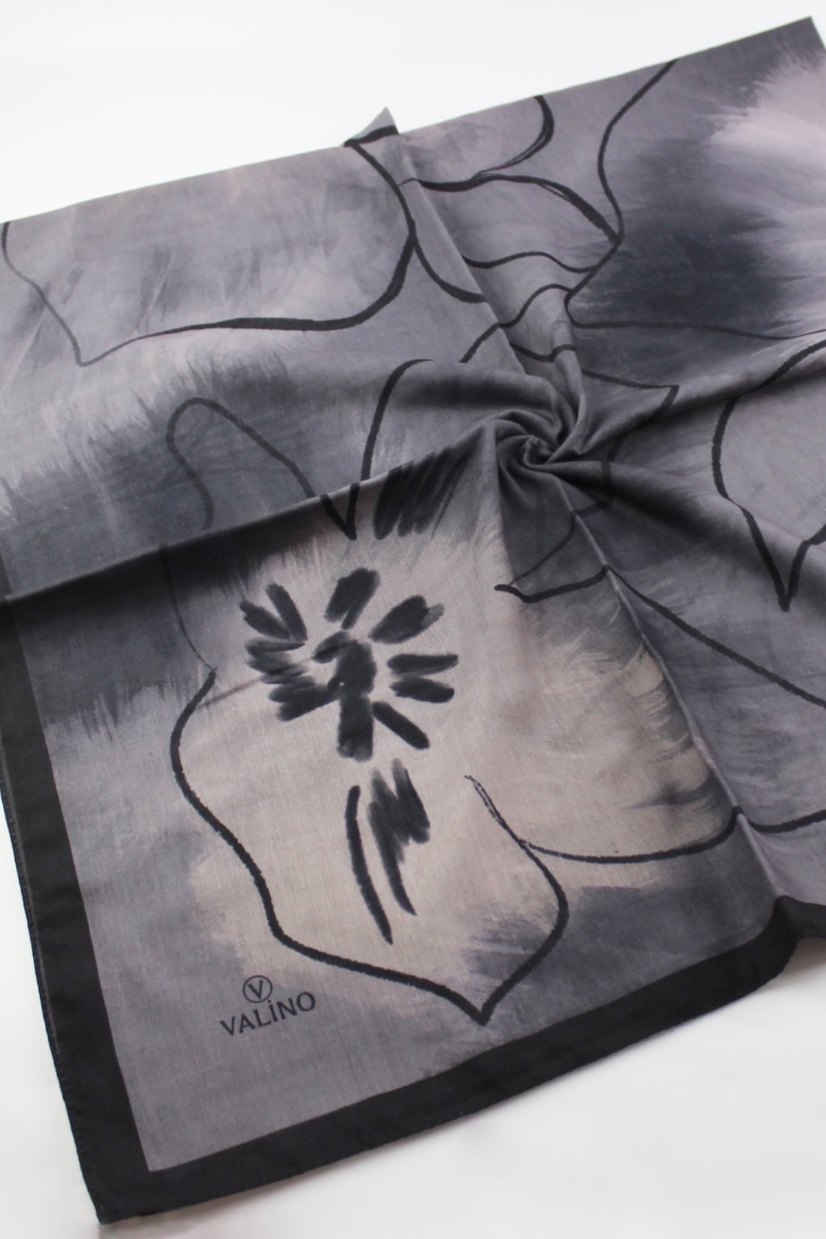 120x120 Watercolor Pattern Oversized Scarf Cotton Scarf Oversized Scarf Black Sand