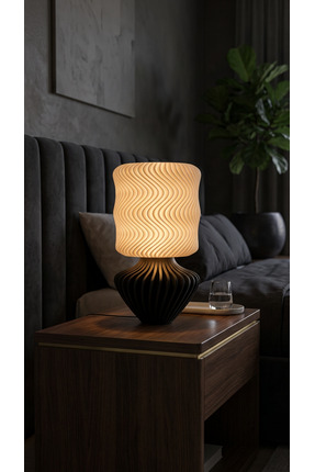 Lumessa Home Abajur Dekoratif VELORA Siyah Modern Tasarım Masa Lambası Gece L...