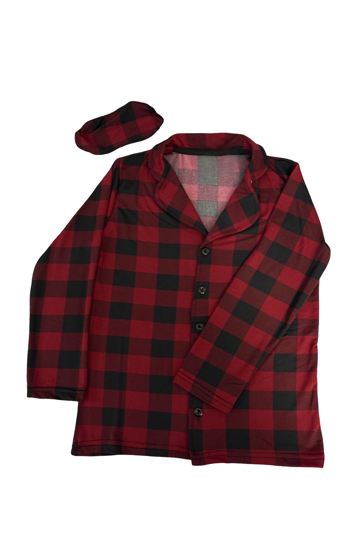 mışıl mışıl kids Erkek Çocuk Yazlık Milan Kumaş Uyku Bantlı Kırmızı Ekose Gömlek Yaka Pijama Takımı fotoğrafı 3 (önizleme)