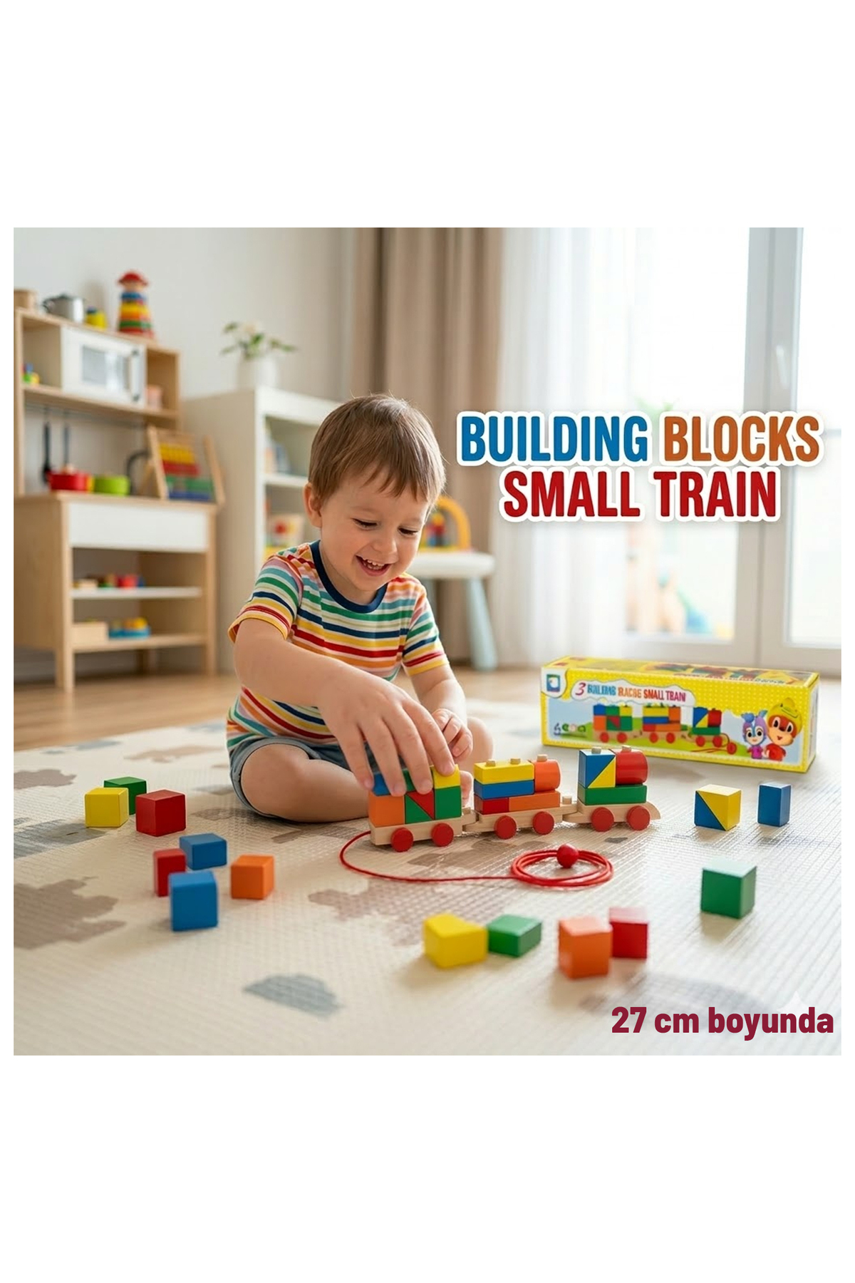 direkstoktan 3 Vagonlu Sök Tak Bloklu Ahşap Tren Çocuk Oyuncak / 3 Building Blocks Small Train Wooden Toys fotoğrafı 2 (önizleme)