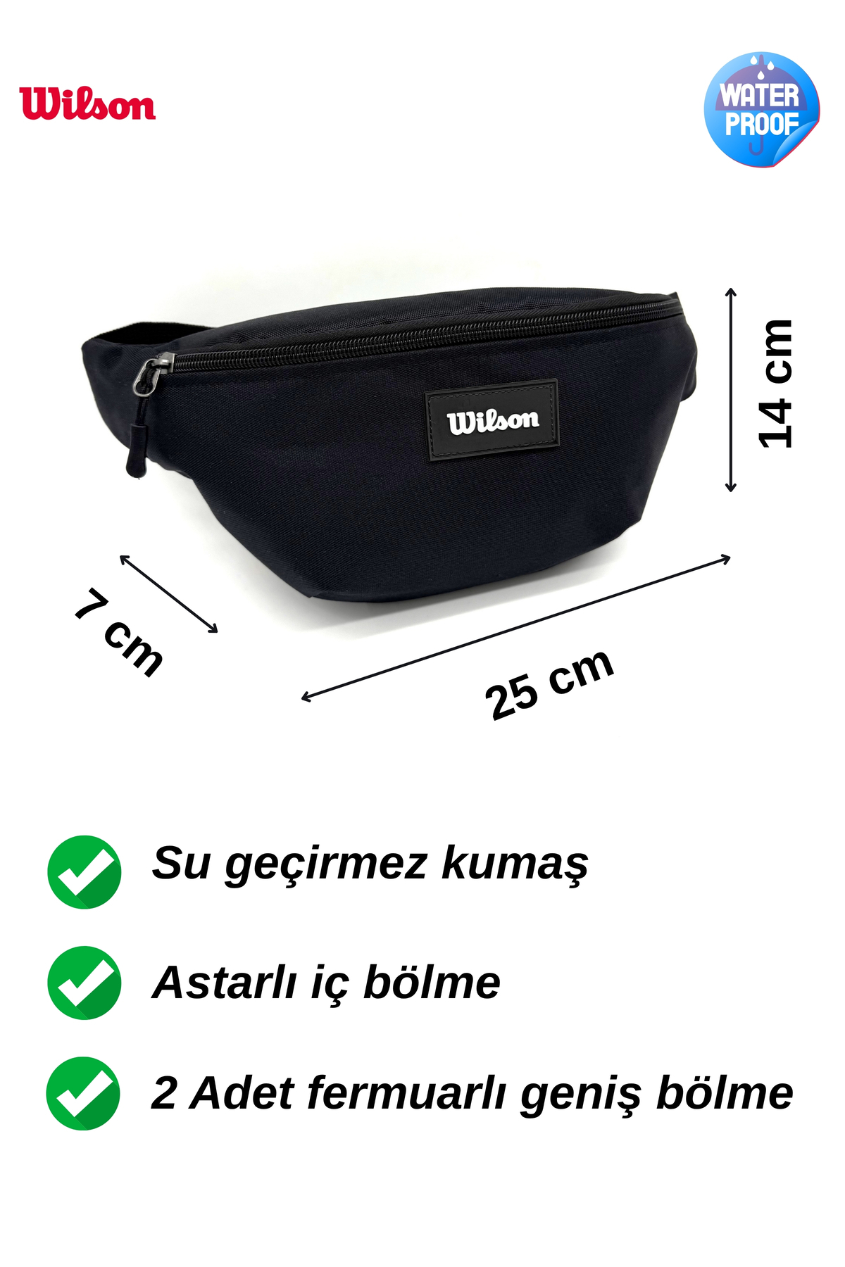 Wilson Bel Göğüs ve Omuz Çantası Kumaş Unisex Su Geçirmez Free Bag görsel 2