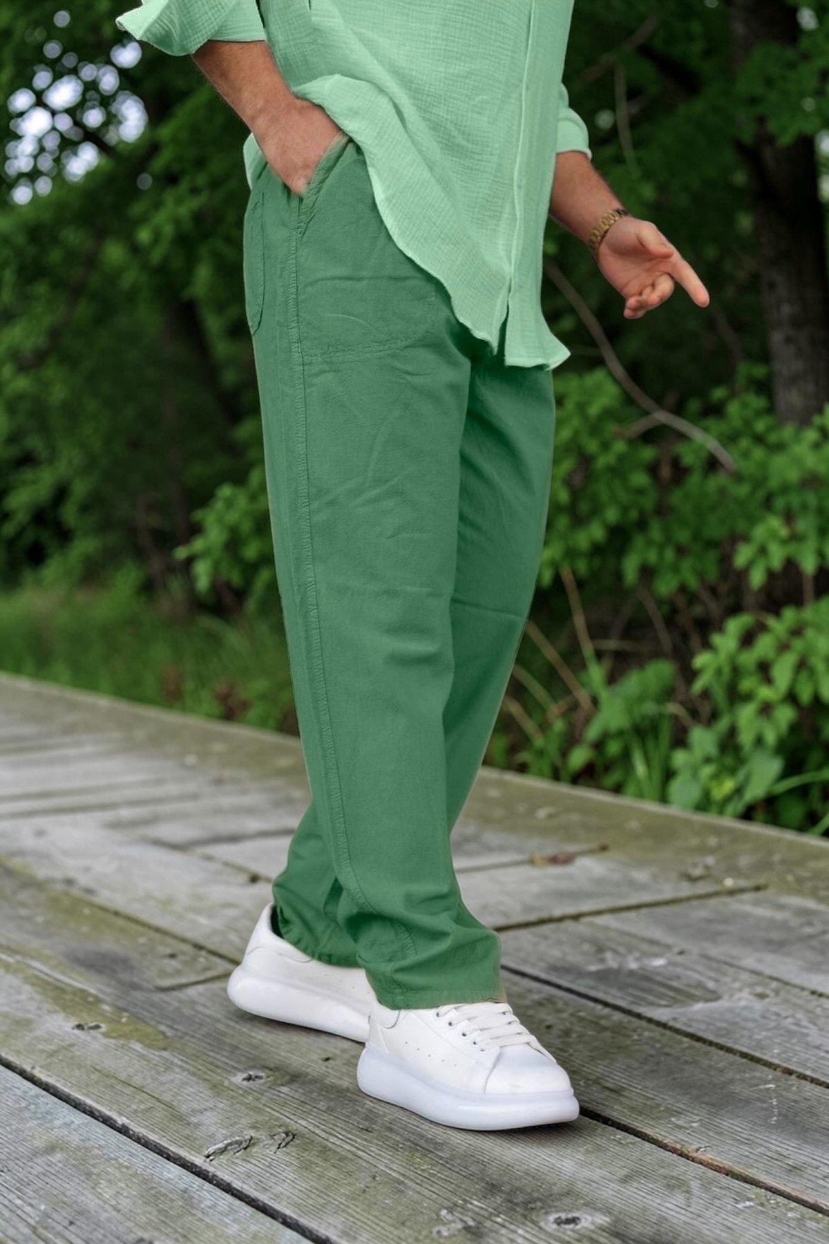 Hambez Tracksuit 100% Cotton Plus Size Casual Pants Look Summer Elastic Waist