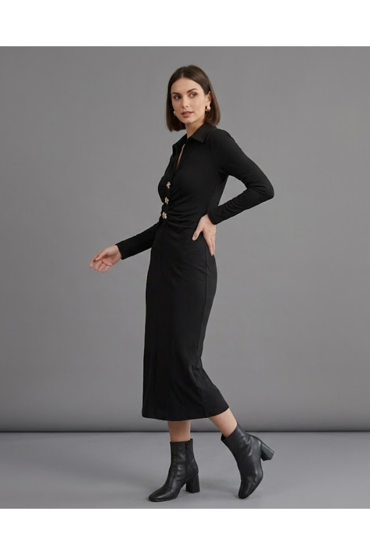 Yarım Patlı Mini Elbise