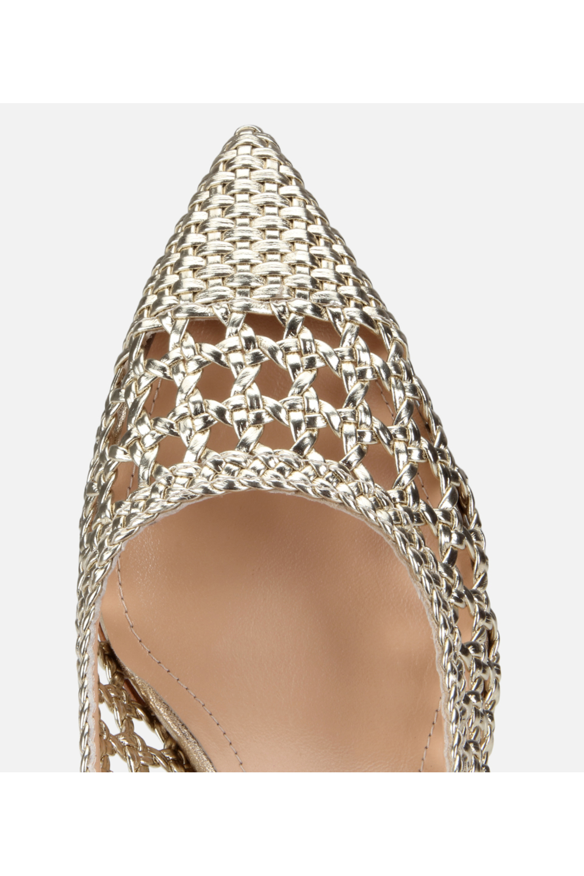 Hotiç  Kadın Gold Örgü Detaylı Arkası Açık Kısa Topuklu Stiletto - Görsel 5