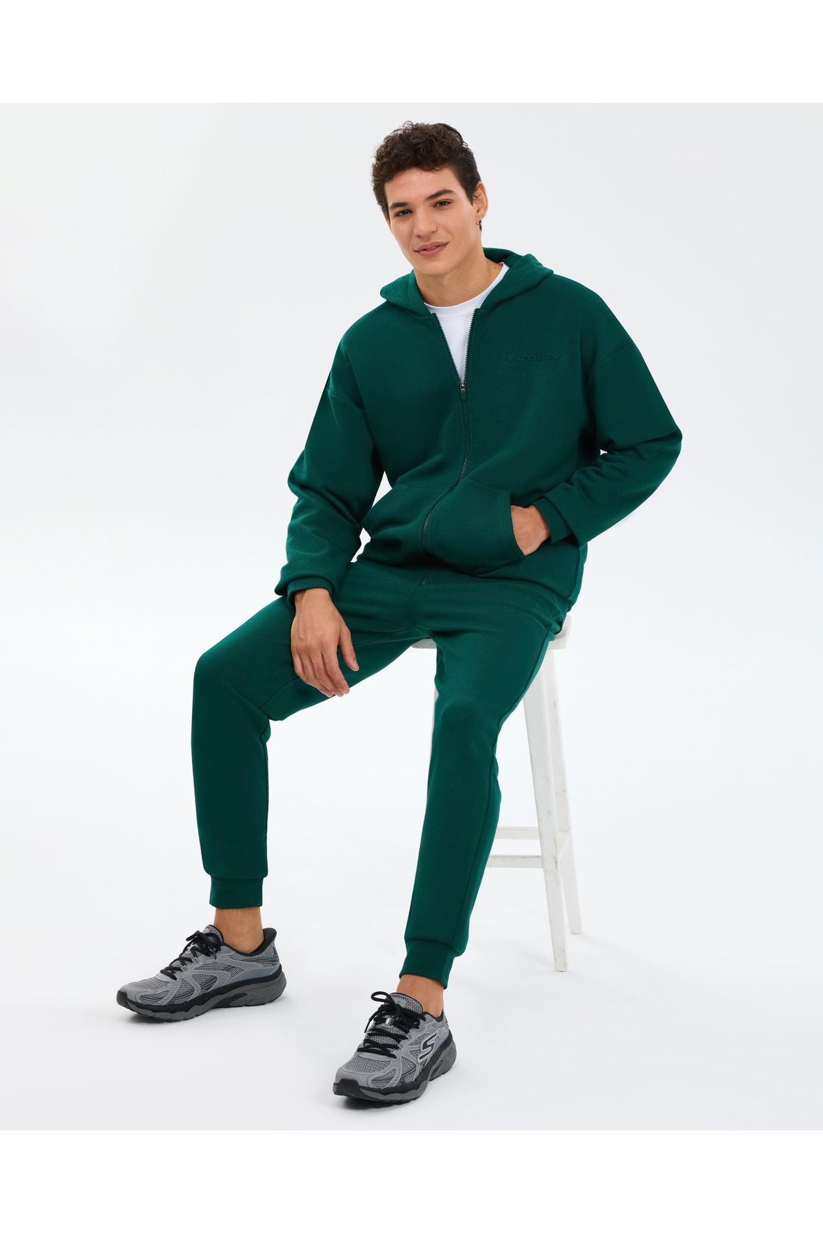 SKECHERS M Essential Full Zip Hoodie Sweatshirt Erkek Haki Sweatshirt S2610014-4222 görsel 5