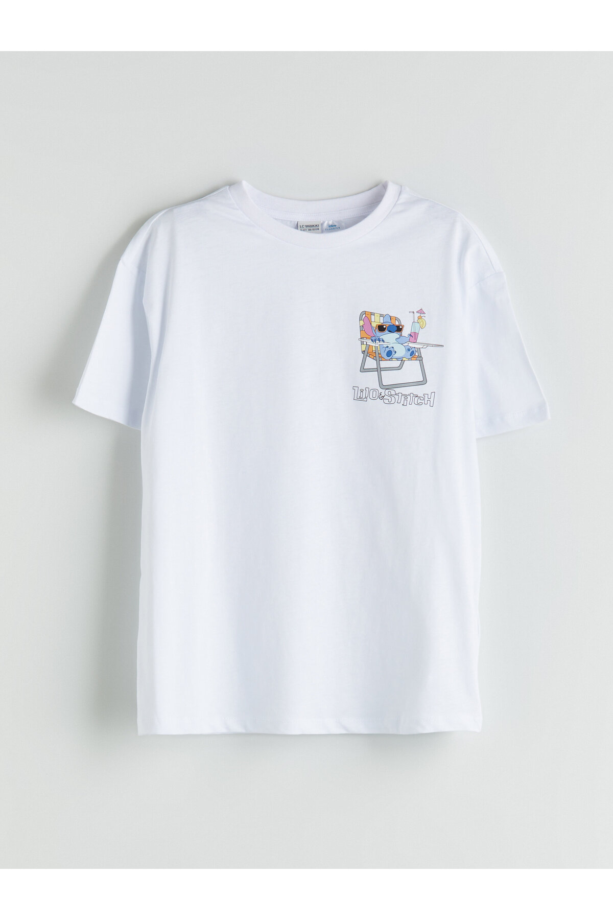 LC Waikiki Tricou de fete cu guler rotund, imprimat cu Lilo și Stitch