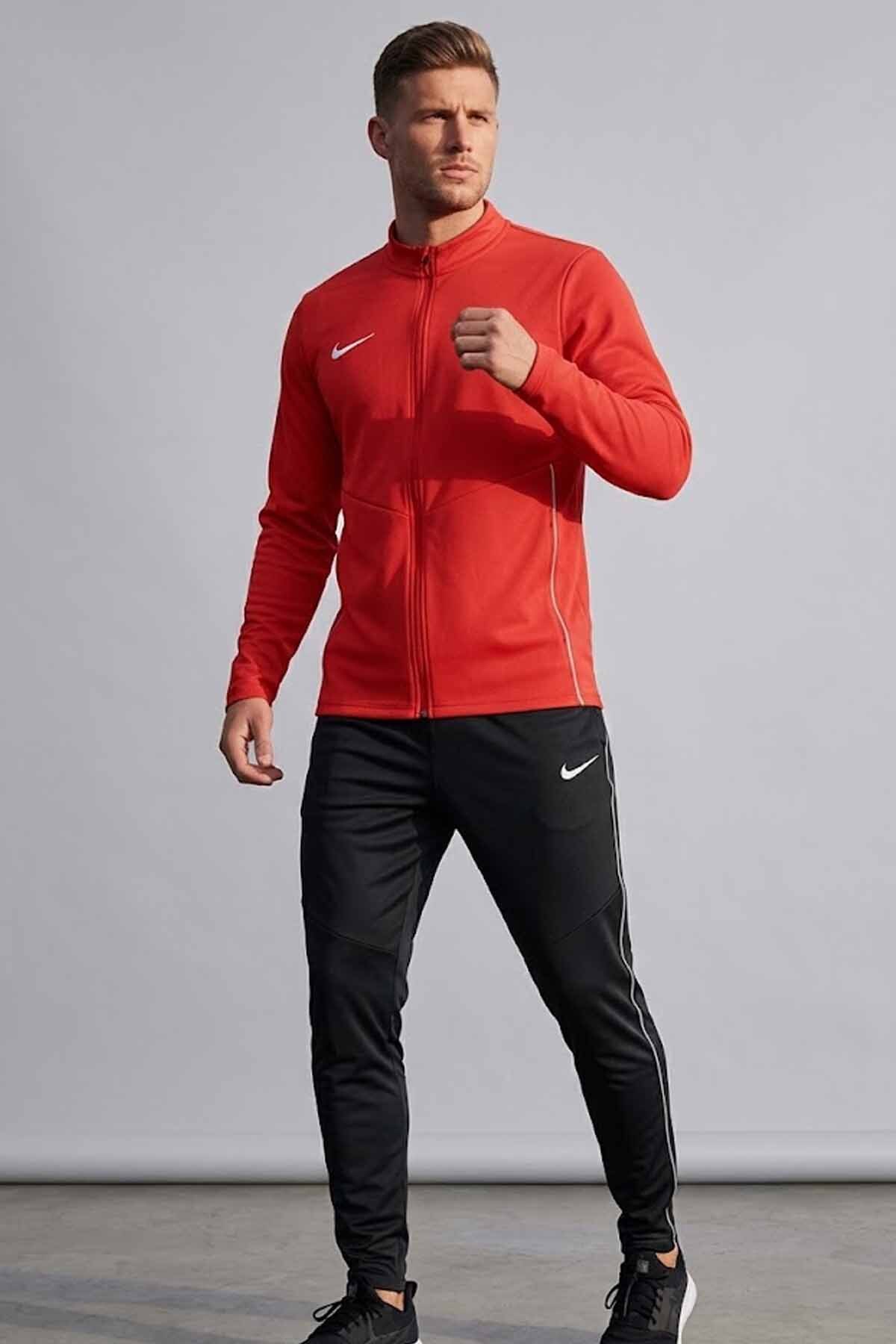 Nike DRI-FIT レッドジャージセット　メンズXLサイズ Nike Men's Red-Black Dri-Fit Casual-Training Tracksuit Set - Slim