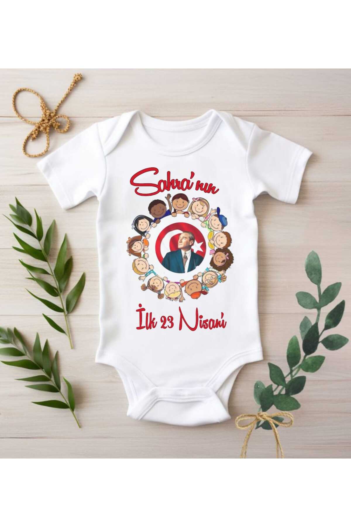 BY TUNA DESİGN Kişiye Özel 23 Nisan Bebek Body – İsimli Atatürk Baskılı Türk Bayraklı Zıbın (0-12 Ay) fotoğrafı 7 (önizleme)