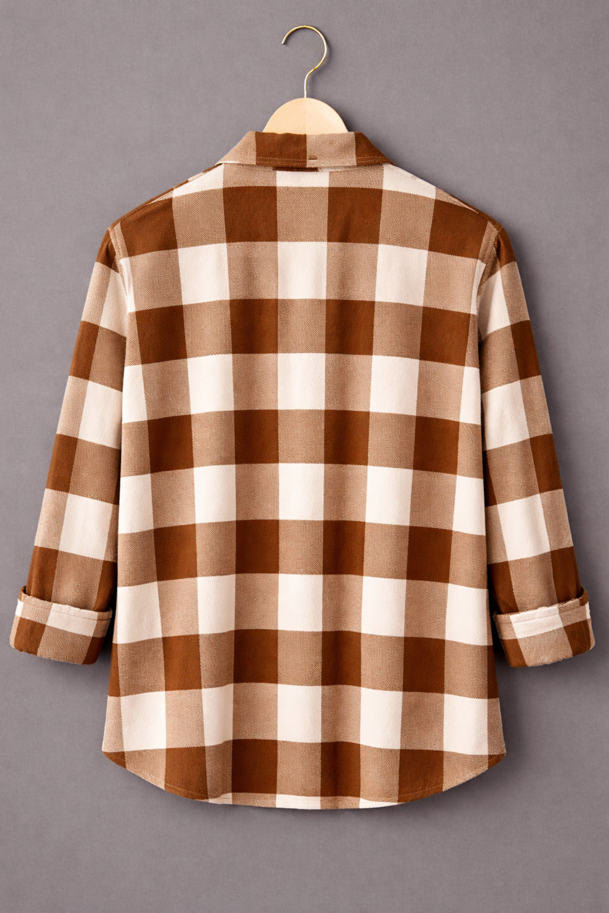 Brown-and-white checkered woodcutter shirt for men – comfortable Fit, new seasonal winter fashion trend