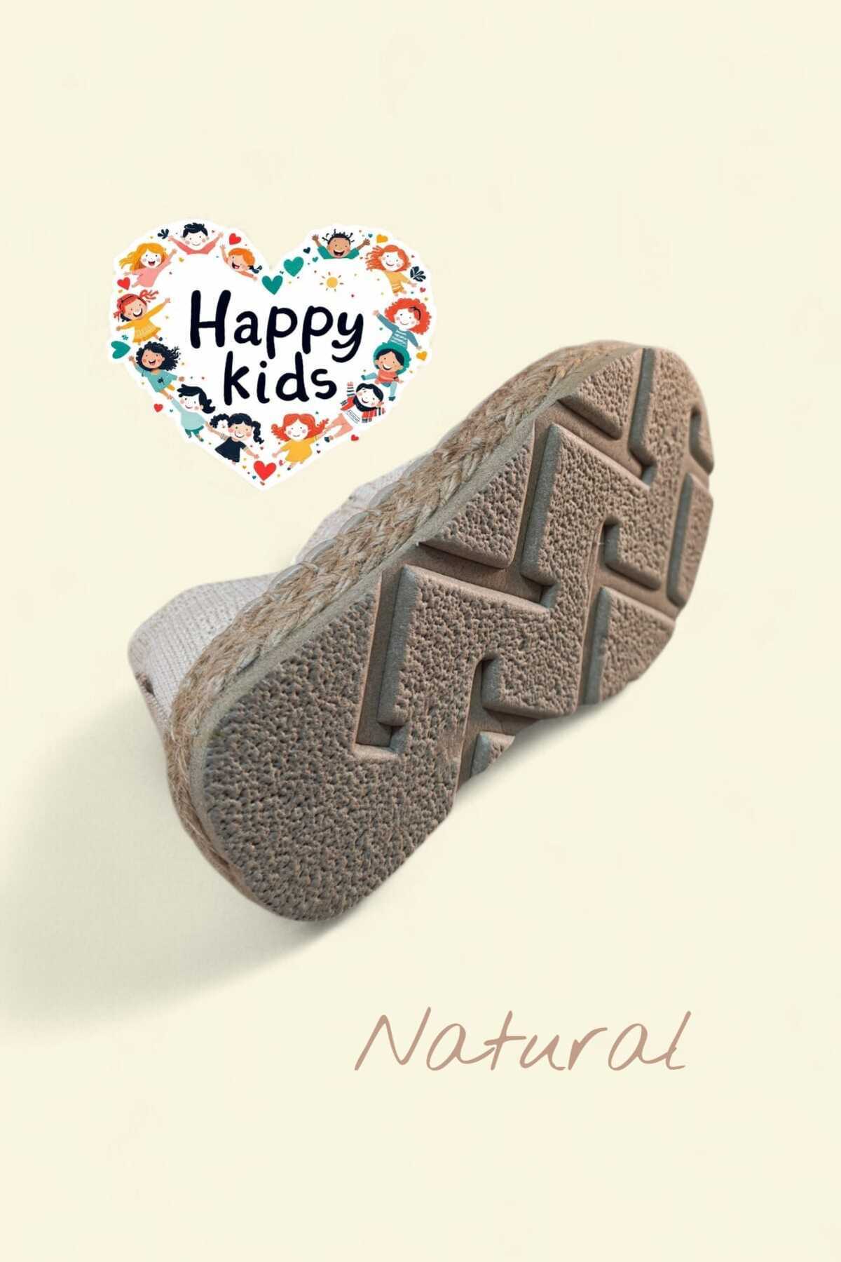Happy Kids çocuk espadril ayakkabı bej triko günlük hafif kaymaz taban fotoğrafı 3 (önizleme)