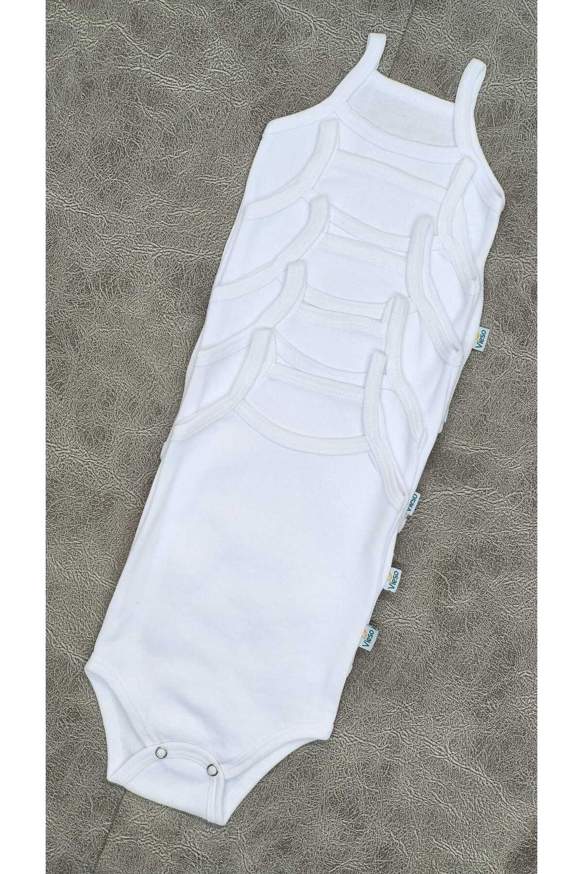 vieso 5'li İp Askılı Pamuklu Çıtçıtlı Bebek Body Zıbın Atlet Ekonomik fotoğrafı 4 (önizleme)