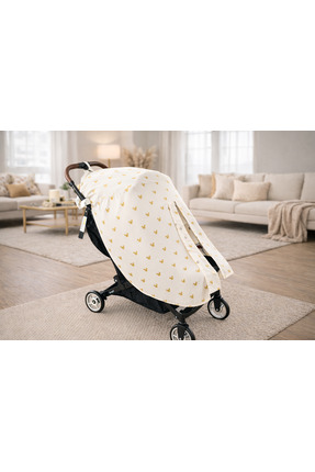BeygeBaby %100 Pamuktan Tek Katlı Poplin Bebek Arabası Örtüsü