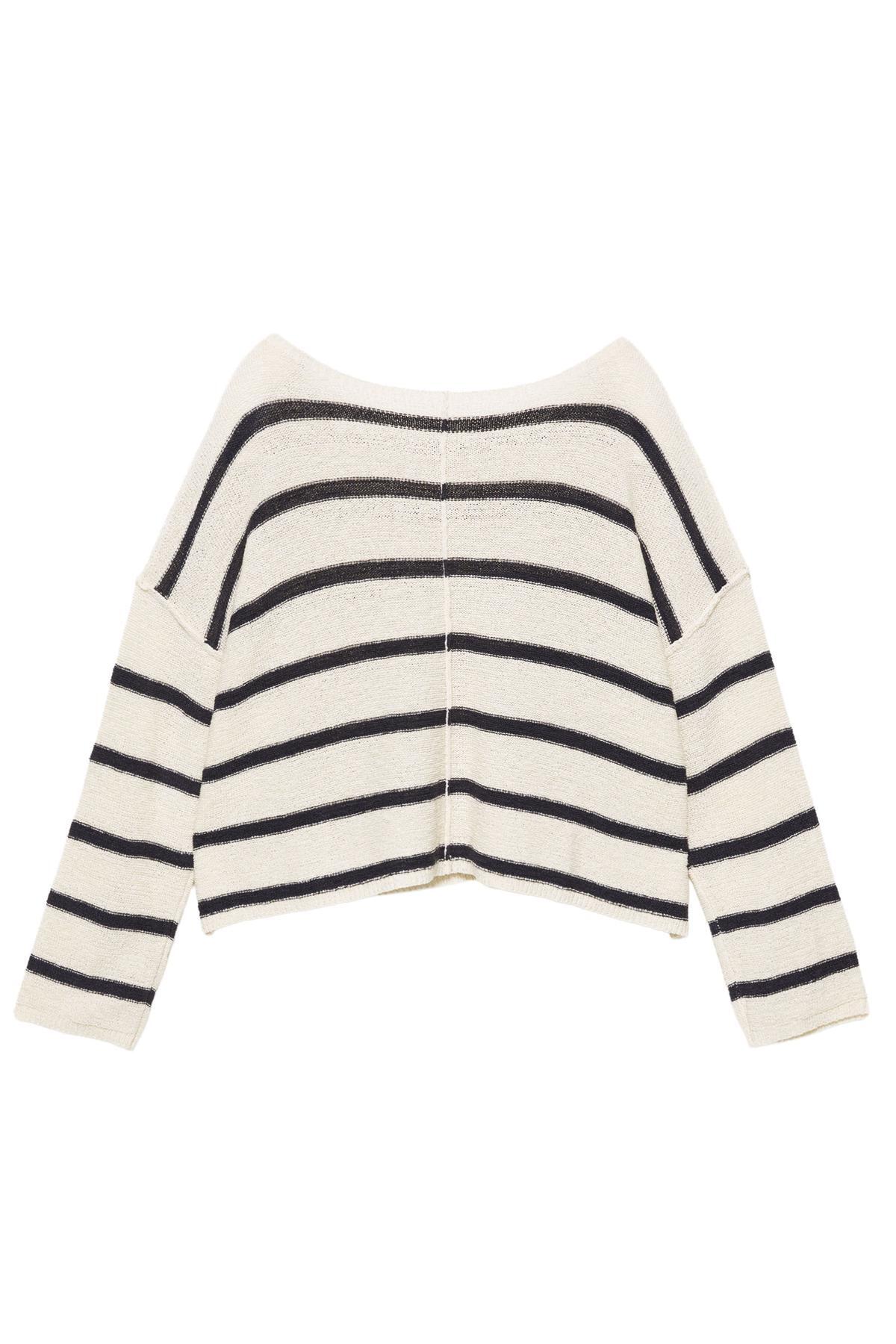 Pull & Bear  Dikiş detaylı çizgili kazak - Görsel 3