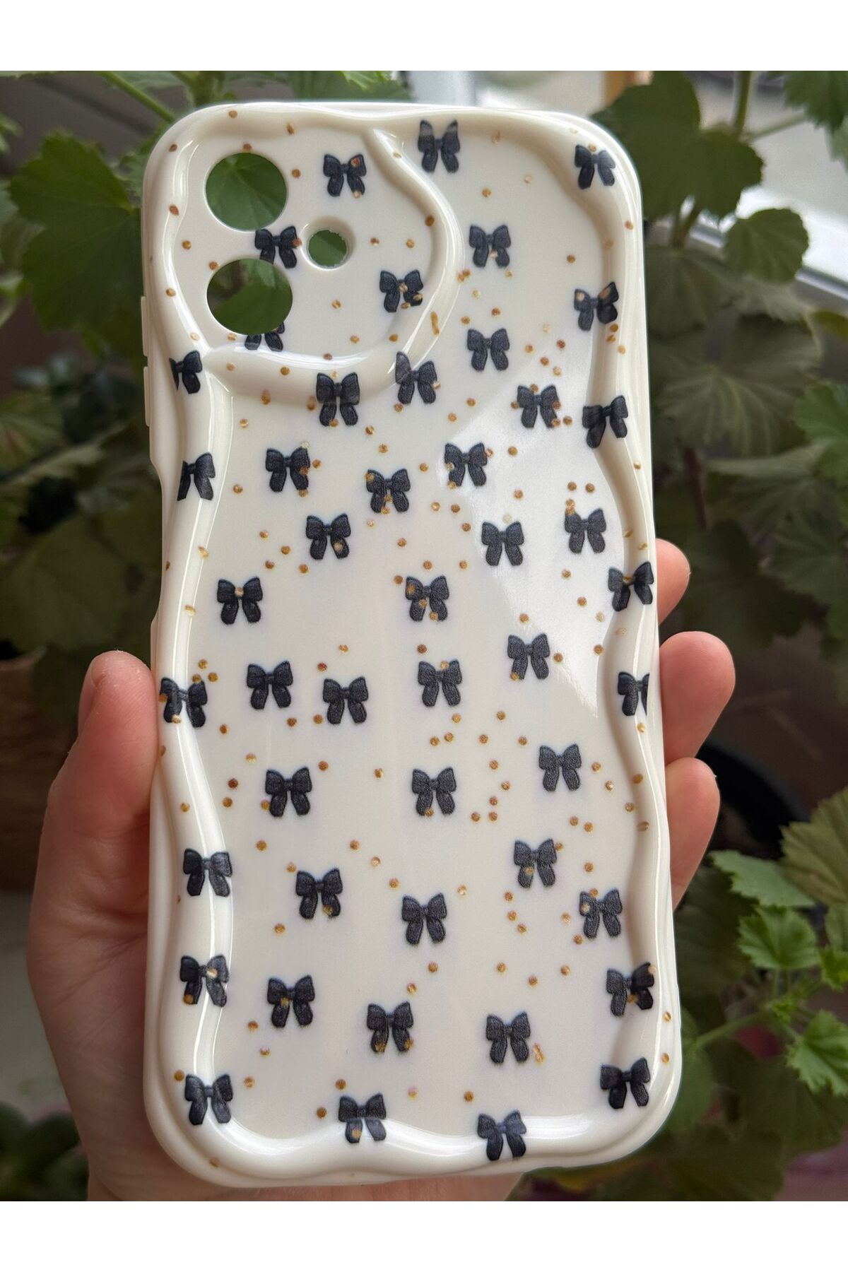Samsung Galaxy A06 Compatible Black Bow Pattern Soft Silicone Case
