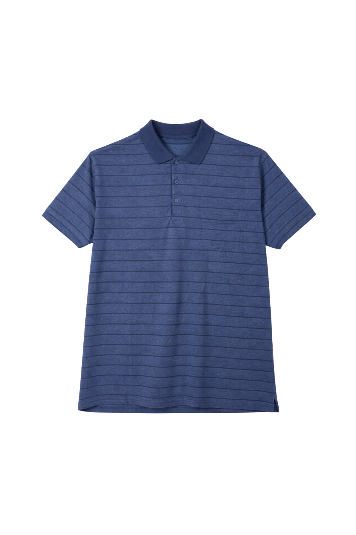 BattalModa Erkek Büyük Beden Lacivert Polo Yaka Çizgili Cepli Kısa Kollu Tişört 3XL-4XL-5XL-6XL görsel 4
