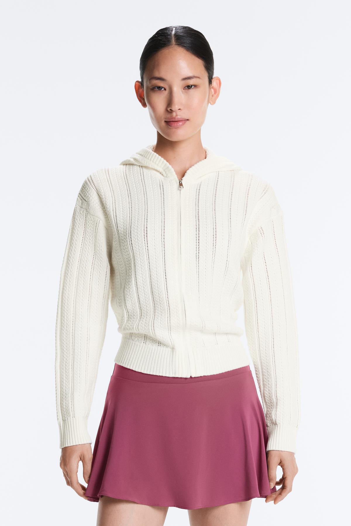 Oysho  Kapüşonlu ajur örgü ceket