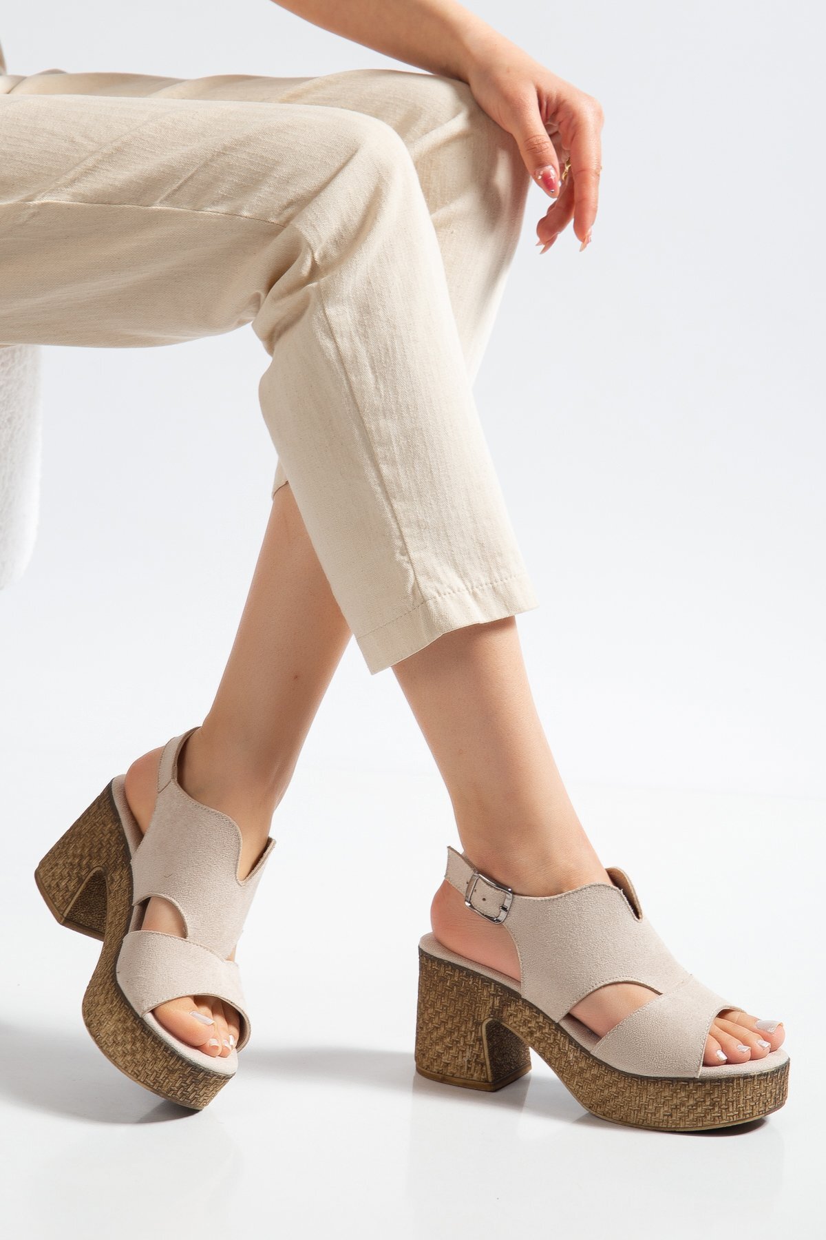 Women's Beige Suede Sandals